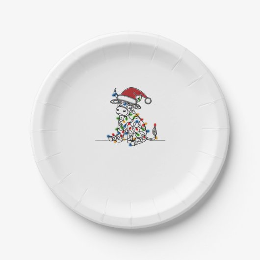 Kuh Weihnachtslicht Pappteller (Vorderseite)