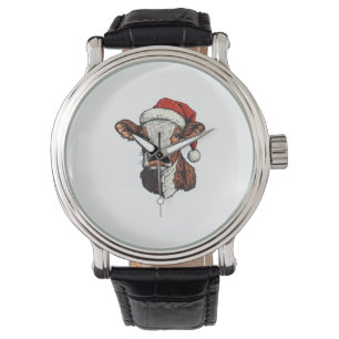 Kuh Weihnachtsmannmütze Weihnachten Weihnachten We Armbanduhr