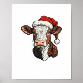 Kuh Weihnachtsmannmütze Weihnachten Weihnachten We Poster (Vorne)
