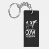 Kuh Whisperer Funny Bauer Weiß Schlüsselanhänger (Vorderseite links)