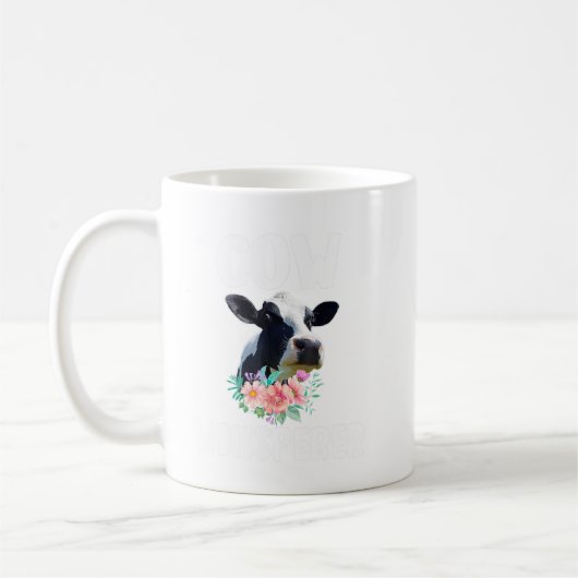 Kuh Whisperer Niedliche Kuh Blumenzucht Bauer G Kaffeetasse (Links)