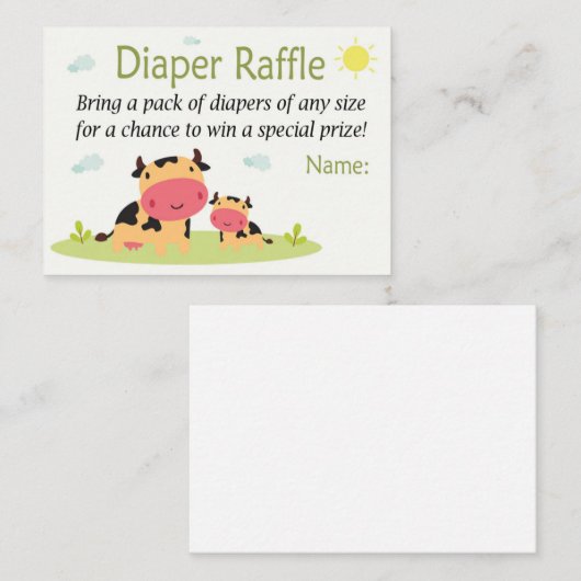 Kuh-Windeln-Raffelkarten Platzkarte (Vorne/Hinten)
