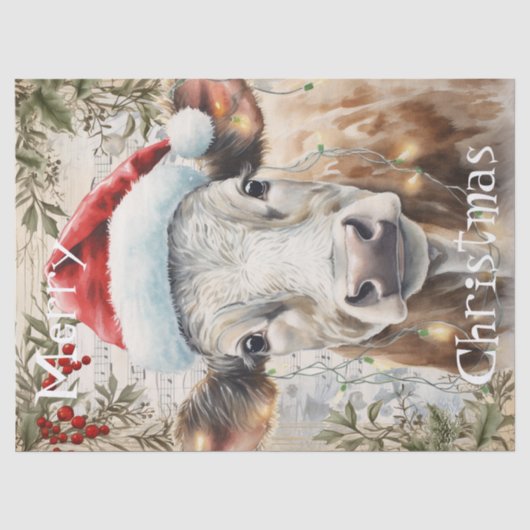 Kuh Winter Weihnachtsgebäck Seidenpapier (Vorderseite)