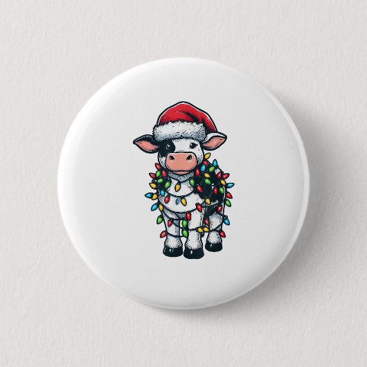 Kuh Xmas Outfit Niedlich Santa Cow Button (Vorderseite)