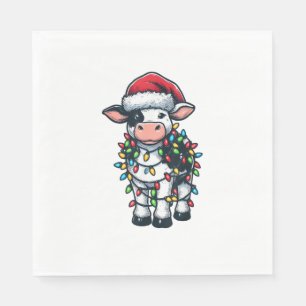 Kuh Xmas Outfit Niedlich Santa Cow Serviette