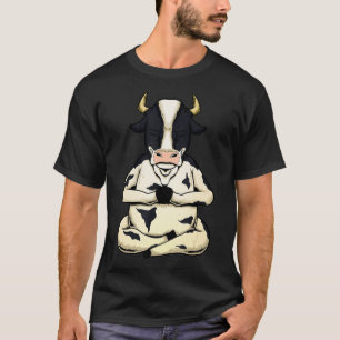 Kuh Yoga Meditierendes Kalb Yogi Bulle Sitzender Y T-Shirt