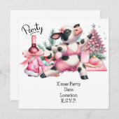 Kuh Yoga Rosa Weihnachtsdekoration Einladung (Vorne/Hinten)