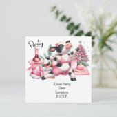 Kuh Yoga Rosa Weihnachtsdekoration Einladung (Stehend Vorderseite)