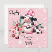 Kuh Yoga Rosa Weihnachtsdekoration Einladung (Vorne/Hinten)