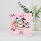 Kuh Yoga Rosa Weihnachtsdekoration Einladung (Stehend Vorderseite)