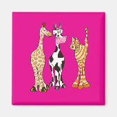 Kuh, Zebra, Giraffe in Kinderzeichnung Magnet (Vorne)