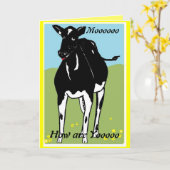 Kuh zeichnend, Sprichwort Mooo, wie geht es dir? Karte (Gelbe Blume)