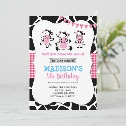 Kuh zum Geburtstag Einladung (Stehend Vorderseite)