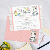 KuhBaby-Dusche | Niedliches Blumenkalb auf rustika Einladung