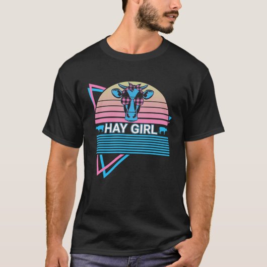 Kuhbauer Mädchen Retro Heu Mädchen T-Shirt (Vorderseite)