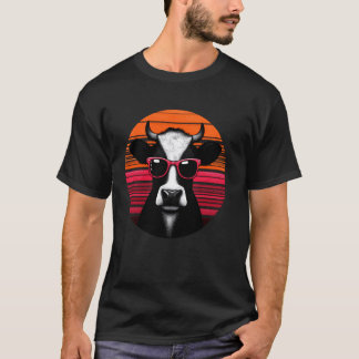 Kuhbauer Retro Vintage Sonnenuntergang Tier Sonnen T-Shirt