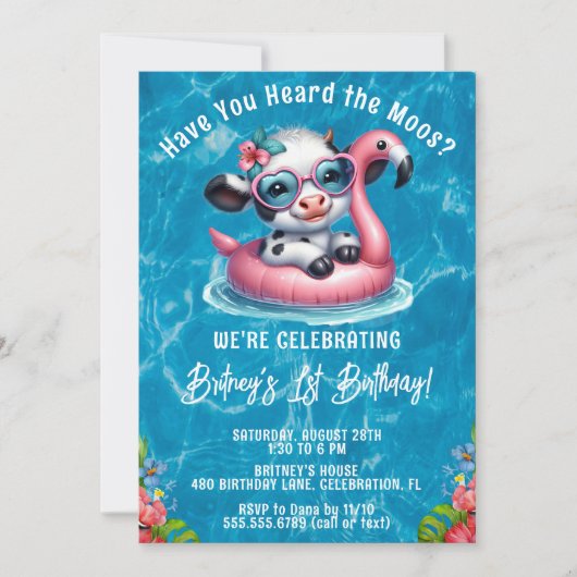 Kuhbecken Geburtstagsparty Einladung (Vorderseite)