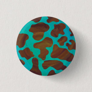 Kuhbraun und Aquamarin Button