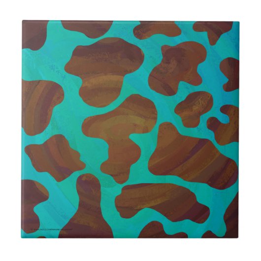 Kuhbraun und Aquamarin Fliese (Vorderseite)