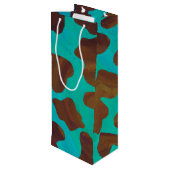 Kuhbraun und Aquamarin Geschenktüte Für Weinflaschen (Rückseite Schrägansicht)