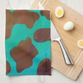 Kuhbraun und Aquamarin Geschirrtuch (Viertel Falte)