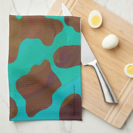 Kuhbraun und Aquamarin Geschirrtuch (Viertel Falte)