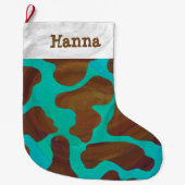 Kuhbraun und Aquamarin Großer Weihnachtsstrumpf (Vorderseite)