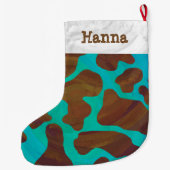 Kuhbraun und Aquamarin Großer Weihnachtsstrumpf (Rückseite)