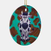 Kuhbraun und Aquamarin Keramik Ornament (Rechts)