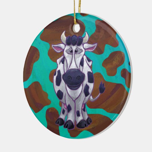 Kuhbraun und Aquamarin Keramik Ornament (Links)