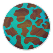 Kuhbraun und Aquamarin Keramikknauf (Vorderseite)