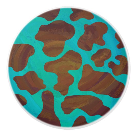 Kuhbraun und Aquamarin Keramikknauf (Vorderseite)