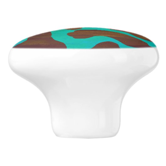 Kuhbraun und Aquamarin Keramikknauf (Seitenansicht)