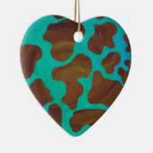 Kuhbraun und Aquamarin Keramikornament (Rechts)