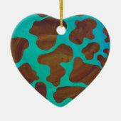 Kuhbraun und Aquamarin Keramikornament (Vorne)