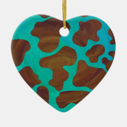 Kuhbraun und Aquamarin Keramikornament (Vorne)