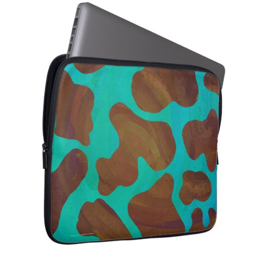 Kuhbraun und Aquamarin Laptopschutzhülle (Vorne Rechts)