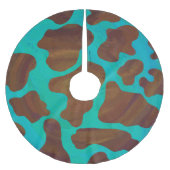 Kuhbraun und Aquamarin Polyester Weihnachtsbaumdecke (Vorderseite)