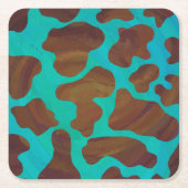 Kuhbraun und Aquamarin Rechteckiger Pappuntersetzer (Vorderseite)