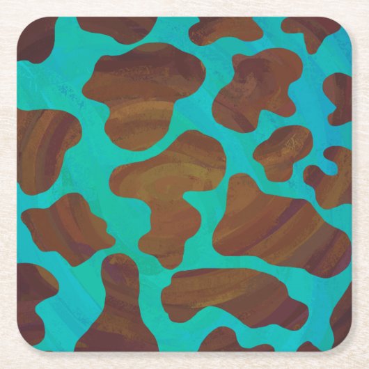 Kuhbraun und Aquamarin Rechteckiger Pappuntersetzer (Vorderseite)