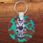 Kuhbraun und Aquamarin Schlüsselanhänger (Vorderseite)