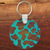 Kuhbraun und Aquamarin Schlüsselanhänger (Vorderseite)