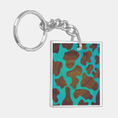 Kuhbraun und Aquamarin Schlüsselanhänger (Vorderseite links)