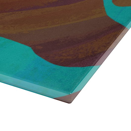 Kuhbraun und Aquamarin Schneidebrett (Ecke)