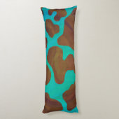 Kuhbraun und Aquamarin Seitenschläferkissen (Rückseite (Vertikal))