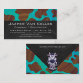 Kuhbraun und Aquamarine Drucke Visitenkarte (Vorne/Hinten)