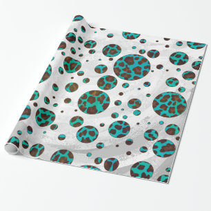 Kuhbraun und Aquamariner Polka-Dot Geschenkpapier