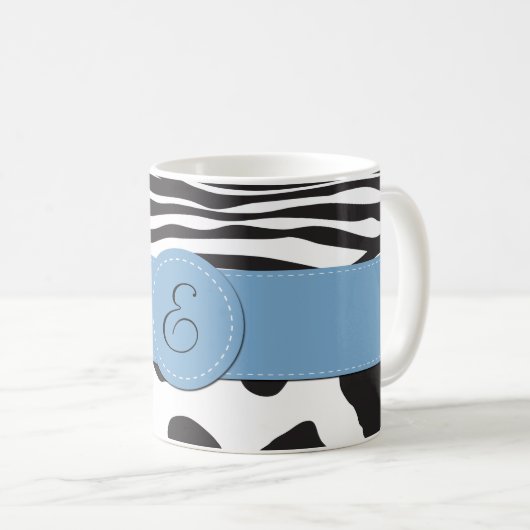 Kuhdruck, Kuhstropfen, Zebrastreifen, Monogramm Kaffeetasse (VorderseiteRechts)
