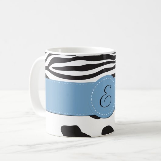 Kuhdruck, Kuhstropfen, Zebrastreifen, Monogramm Kaffeetasse (Vorderseite Links)