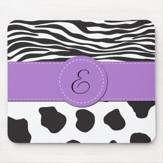 Kuhdruck, Kuhstropfen, Zebrastreifen, Monogramm Mousepad (Vorne)